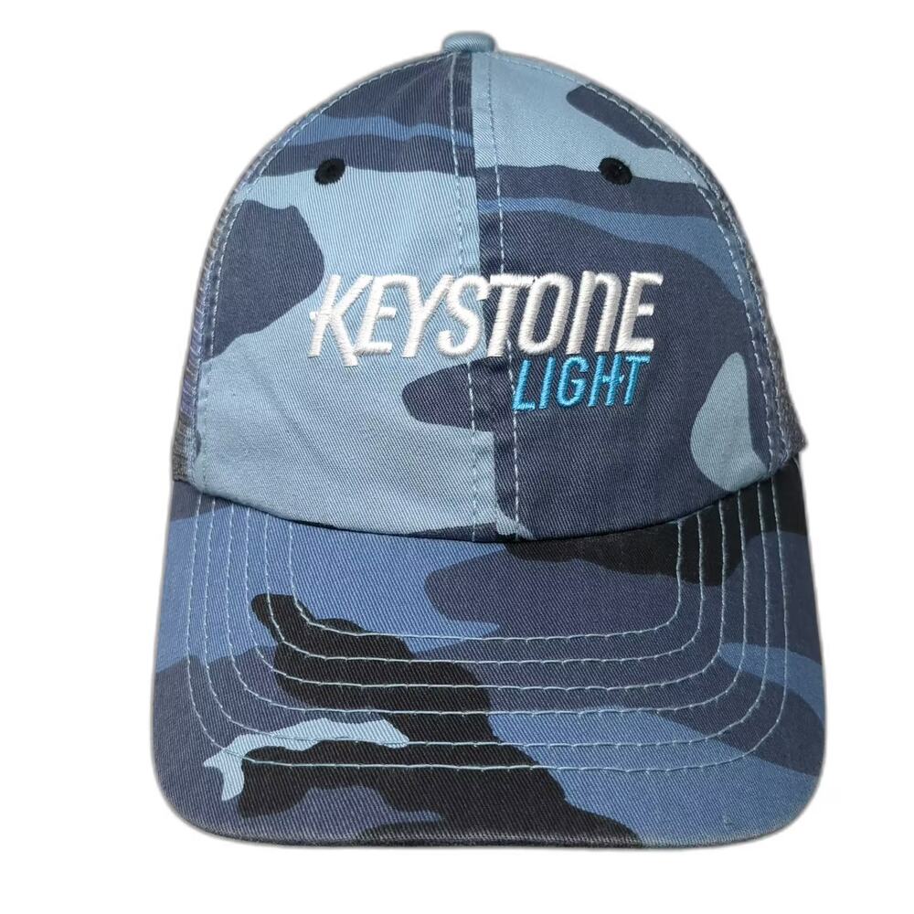 Keystone Light Blue Camo Mesh Baseball Cap One Size Embroidered Adjustable Hat